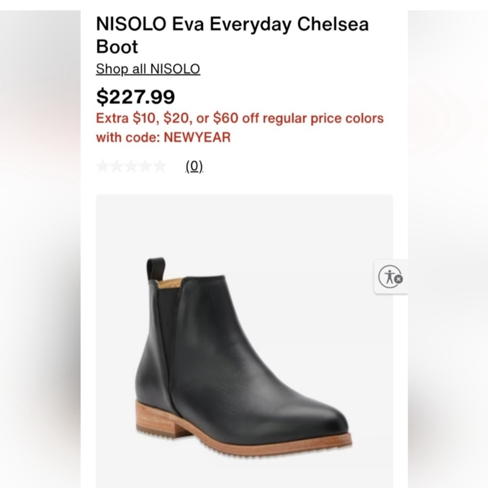 NISOLO leather Eva everyday Chelsea boot black size 7 - Picture 2 of 10